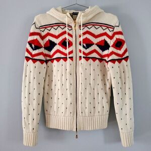 Gianfranco Ferré Vintage Fair Isle Aztec Heavyweight Hooded Full Zip Sweater